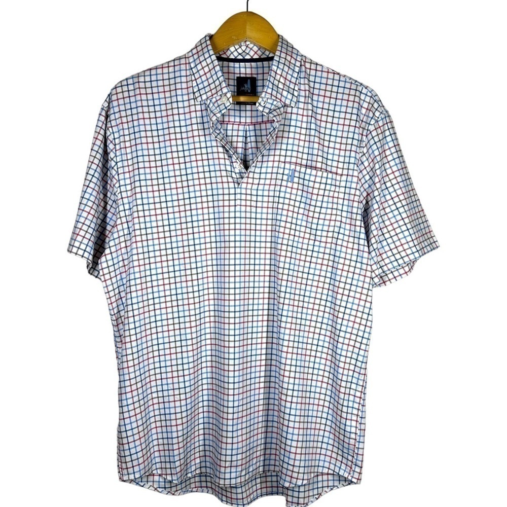 Johnnie O Short Sleeve Prep Performance Shirt in Wake Plaid L